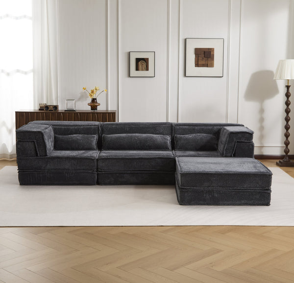 English Elm Compression Mahjong Sofa: Versatile Modular Floor Bed With Plush Fleece, No Assembly & Cozy Design W3723S00025