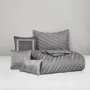 English Elm 7 Plush Queen Comforter Set with Jacquard Texture, Bedskirt & Decorative Pillows for Cozy Elegance Grey 17.91 L x 13.98 W x 10.04 H B035P319207