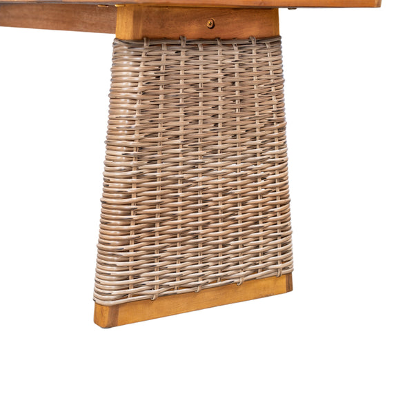 English Elm Christopher Knight Home® - Outdoor 6-Piece Acacia Wood Dining Set With Stylish Grey Rope Chairs & Durable Wicker Legs N773OD00042G