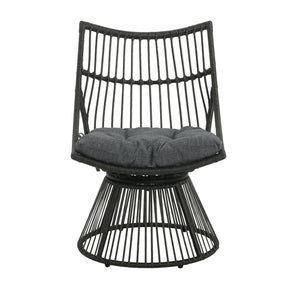 English Elm Christopher Knight Home® - ELAINE Retro Wicker High-Back Chair in Grey — PE Rattan Papasan Base, Weather-Resistant Boho Accent N775P188548G