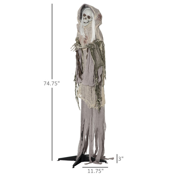 English Elm Outdoor Animatronic Skeleton Witch Prop with Glowing Eyes Motion Activated Halloween T3971P382650