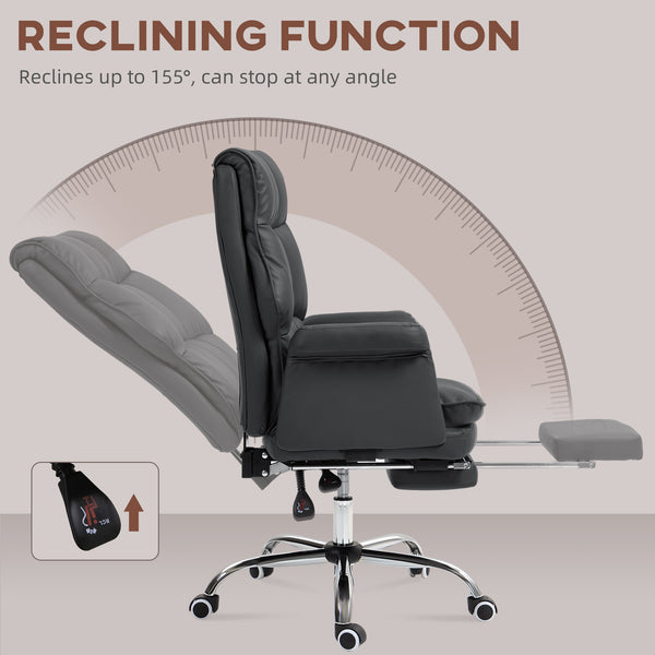 English Elm Homcom Ergonomic Executive Office Chair With Footrest, Reclining Pu Leather Design For Ultimate Comfort W2225P250008