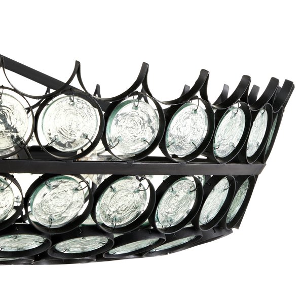 Augustus Chandelier - Stunning Recycled Glass & Wrought Iron Design, Contemporary Lighting Fixture