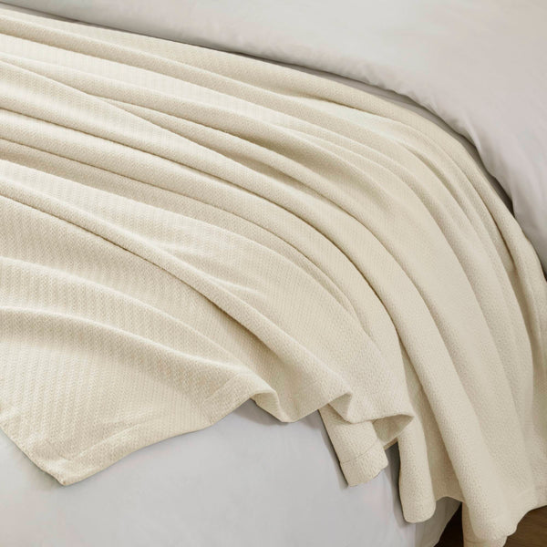 JLA Home Madison Park - Blanket — Luxurious Liquid Cotton Throw, Ultra-Soft, OEKO‑TEX Certified, Breathable, Low-Pill Comfort Ivory BL51N-0734