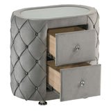 English Elm Grey Upholstered 2-Drawer Nightstand