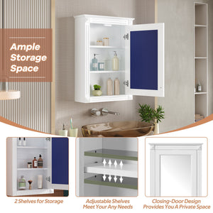 English Elm 20" Medicine Cabinet with Mirror — Space-Saving Wall-Mounted Bathroom Storage with Adjustable Shelf, Modern Carved Design White N710P317680K