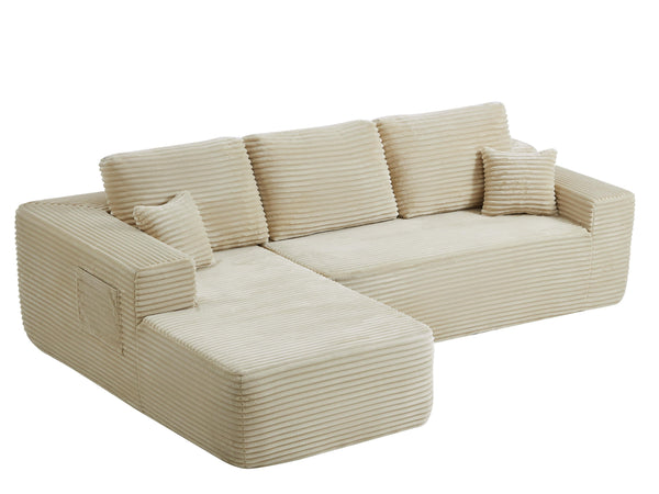 English Elm 104''cloud Modular Sectional Sofa Plush Upholstered Deep Seat L-shaped Living Room Couch W3975S00027