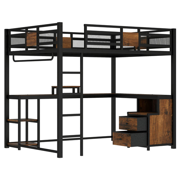 English Elm Double Twin House Bed Pine Wood Frame Kids Playhouse Bunk with Storage Drawers W5305S00005