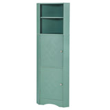 English Elm Tall Bathroom Corner Cabinet, Freestanding Storage Cabinet With Doors and Adjustable Shelves, Mdf Board, Green