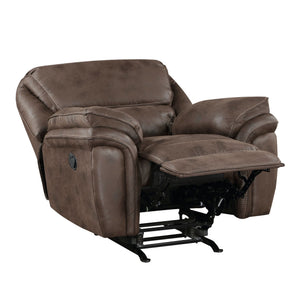 English Elm Plush Microfiber Rocker Recliner with Solid Wood Frame and Pocket Coil Cushioned Seat Brown B011P230406
