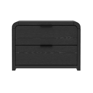 English Elm Grace 28" Nightstand Black — Modern MDF & Solid Wood 2-Drawer Bedside Table with Glam Metal Handles B365P400010