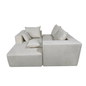 English Elm Combination Linen Sectional Sofa Bed Modular Left Corner Design for Living Rooms W3064S00003