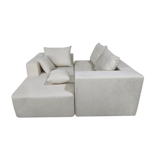 English Elm Combination Linen Sectional Sofa Bed Modular Left Corner Design for Living Rooms W3064S00003
