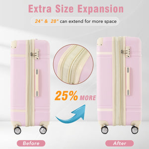 English Elm Hardshell Abs Spinner Luggage Set Four Piece Expandable Tsa Lock Travel Suitcases Light Pink N732P170218U