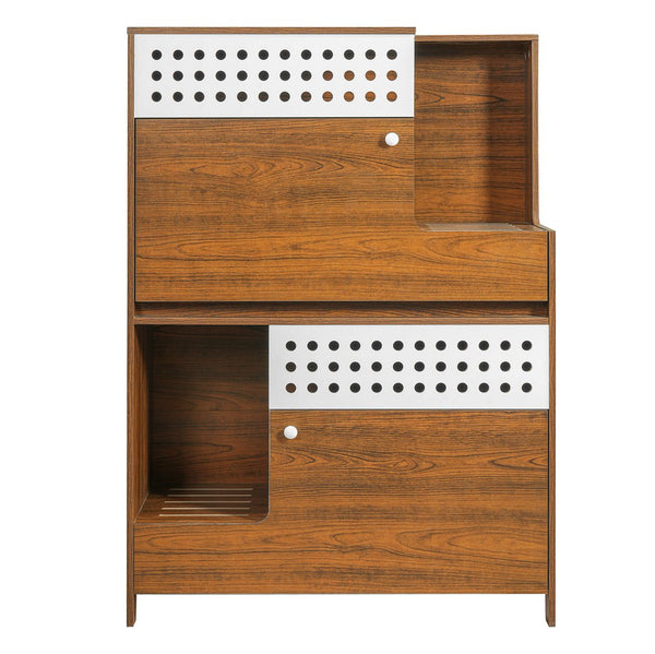 English Elm Modern Mdf Cat Litter Box Enclosure Side Table with Ventilated Storage Compartment Brown N752P394342D