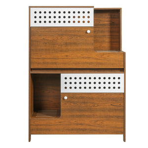 English Elm 2-piece Modern Cat Litter Box Enclosure Side Table Set with Hidden Storage N752S004342D