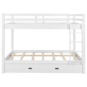 English Elm Wood Queen Size Bunk Bed With Trundle & Ladder – Stylish Space-Saving Solution For All Ages! N7090004008K-GIGA