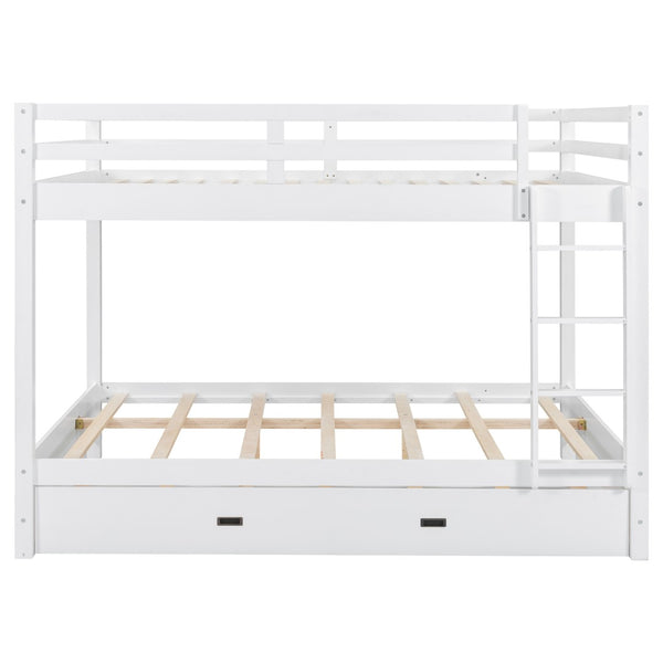 English Elm Wood Queen Size Bunk Bed With Trundle & Ladder – Stylish Space-Saving Solution For All Ages! N7090004008K-GIGA