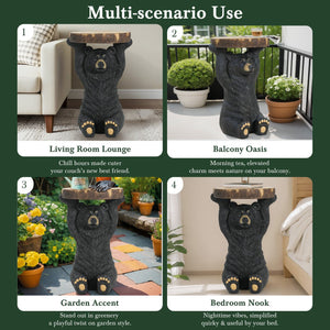 English Elm Christopher Knight Home® - Black Bear MGO Side Table Pedestal — Hand-Painted Resin Bear Stool with Faux Wood Top, Indoor/Outdoor Decor N765P353629K