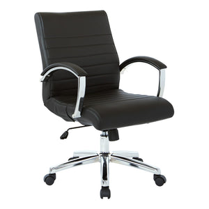 OSP Home Furnishings Executive Low Back Faux Leather Office Chair with Chrome Base for Professional Workspaces Black FL92011C-U6