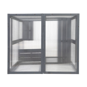 English Elm Wooden Pine Catio Outdoor Cat Enclosure with Hammock Platforms and Rain Shelter Roof W2181P191343