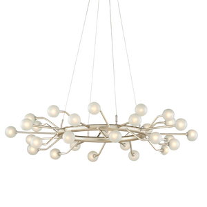 Chaldea Modern Silver Chandelier with Recycled Glass Globes – Eco-Friendly & Adjustable Lighting Design