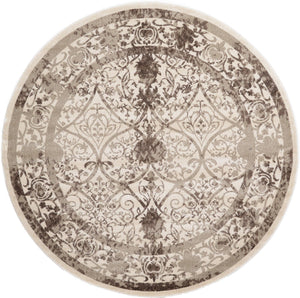 Unique Loom La Jolla Traditional Machine Made Floral Rug Beige, Beige/Brown/Ivory/Light Brown 7' 10" x 7' 10"