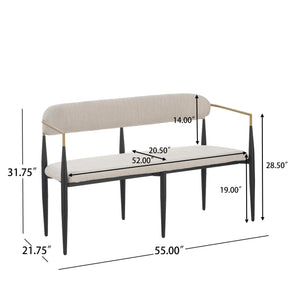 English Elm Metal Boucle Settee Loveseat with Sculptural Toothpick Legs for Modern Living Spaces Beige,Black+Gold N771P247148A