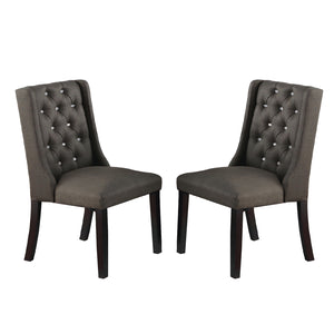 English Elm Set of 2 Polyfiber Upholstered Dining Chairs with Tufted Cushioned Back and Solid Wood Frame, Durable Comfort Espresso B016P226022