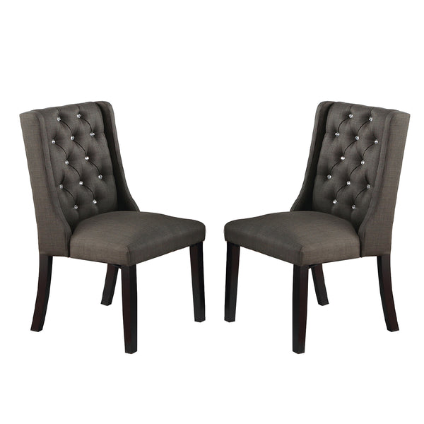 English Elm Set of 2 Polyfiber Upholstered Dining Chairs with Tufted Cushioned Back and Solid Wood Frame, Durable Comfort Espresso B016P226022