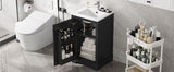 English Elm 20" Bathroom Vanity With Sink, Bathroom Cabinet With Soft Closing Door, Storage Rack and Adjustable Shelve, Black