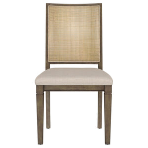 English Elm Stewart Woven Rattan Back Dining Side Chairs Set of 2 — Mahogany Frame, Light Brown Finish, Textured Elegant Seating for Casual & Formal Dining Room Ambiance B062P299931