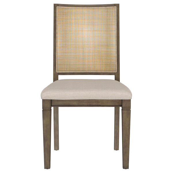 English Elm Stewart Woven Rattan Back Dining Side Chairs Set of 2 — Mahogany Frame, Light Brown Finish, Textured Elegant Seating for Casual & Formal Dining Room Ambiance B062P299931