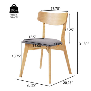 English Elm Mid-century Modern Upholstered Dining Chairs Set of 4 with Rubberwood Splayed Legs Dark Grey,Natural N768P189387O_4