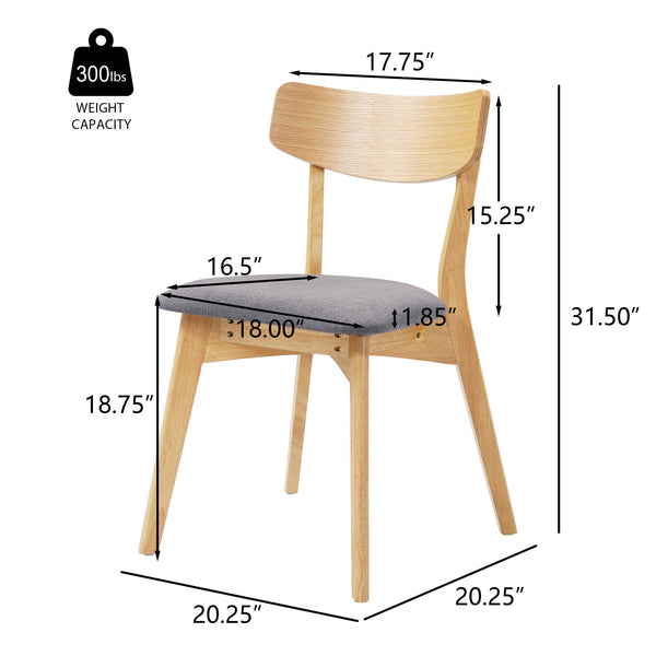 English Elm Mid-century Modern Upholstered Dining Chairs Set of 4 with Rubberwood Splayed Legs Dark Grey,Natural N768P189387O_4