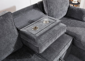 English Elm Emilia Sleeper Sectional Sofa with Storage Chaise and Built-in Usb Charging Ports B2749S00160