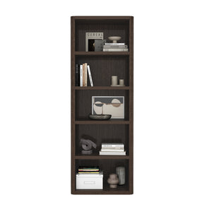 English Elm Rivington 28" Open Bookcase Dark Walnut — 5-Tier Adjustable Shelves, Modern Wood Grain Storage B365P398312