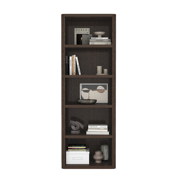 English Elm Rivington 28" Open Bookcase Dark Walnut — 5-Tier Adjustable Shelves, Modern Wood Grain Storage B365P398312