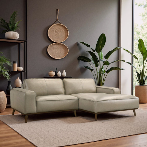 English Elm Kerrville Top Grain Leather Sectional with Chaise Mid Century Living Room Sofa B183S00212