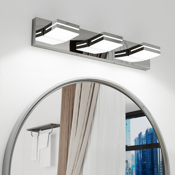 English Elm Modern Chrome Led Vanity Light - 3-Light Adjustable Wall Sconce For Stylish Bathroom Illumination W2312P374919