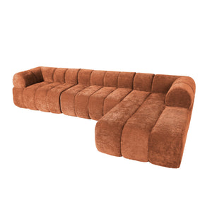 English Elm 122" Low Profile L-shaped Sectional with Chaise High Density Foam Modern Living Room Orange N767P408805G