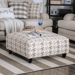English Elm Transitional Square Upholstery Ottoman With Welt Trim – Light Gray Finish For Stylish Versatility B2741P356305-GIGA