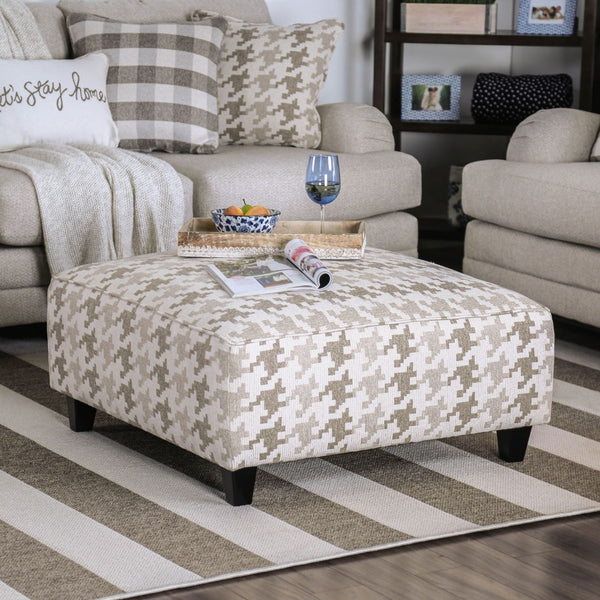English Elm Transitional Square Upholstery Ottoman With Welt Trim – Light Gray Finish For Stylish Versatility B2741P356305-GIGA