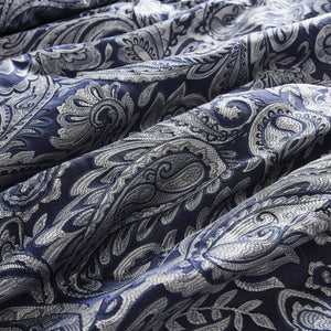 JLA Home Madison Park - 12 Piece Comforter Set with Jacquard Paisley Texture, Reversible Comforter & 100% Cotton Sheets, Elegant Retreat Navy MP10-4696
