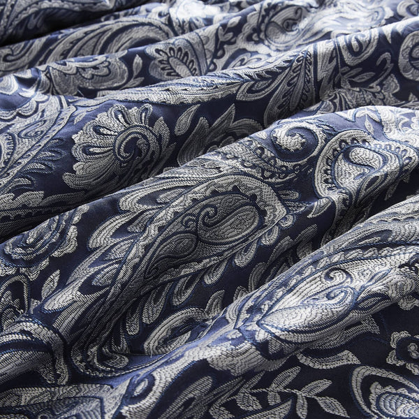 JLA Home Madison Park - 12 Piece Comforter Set with Jacquard Paisley Texture, Reversible Comforter & 100% Cotton Sheets, Elegant Retreat Navy MP10-4696