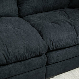 English Elm 84" Chenille Sofa Loveseat with Memory Foam & Pocket Springs, Plush Dual-Layer Comfort, Sturdy Frame Black W676S00009