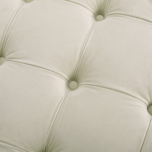 English Elm Ottoman Oversized Velvet Square Tufted Cocktail Piece for Glam Living Room Decor Beige 69074.00BGE