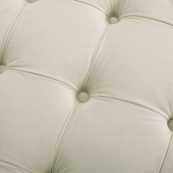 English Elm Ottoman Oversized Velvet Square Tufted Cocktail Piece for Glam Living Room Decor Beige 69074.00BGE