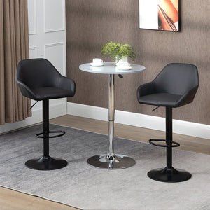 English Elm Homcom Modern Adjustable Bar Stools Set Of 2, Swivel Pu Leather With Footrest For Kitchen & Dining W2225P217149