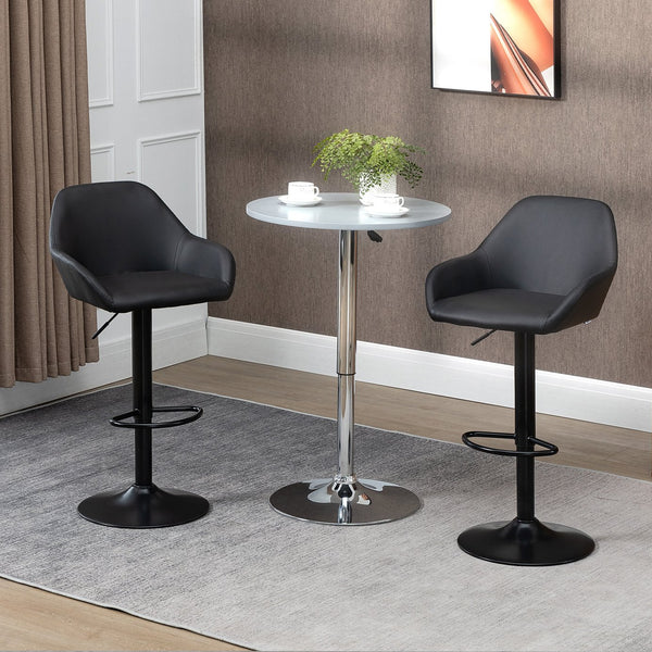 English Elm Homcom Modern Adjustable Bar Stools Set Of 2, Swivel Pu Leather With Footrest For Kitchen & Dining W2225P217149